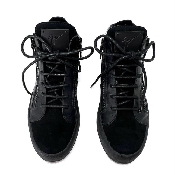 Giuseppe Zanotti Kriss Mid Sneakers All Black Euro Size 40 = US 10 Leather EUC - Picture 14 of 15